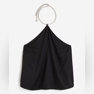H&M RHINESTONE-STRAP HALTERNECK TOP